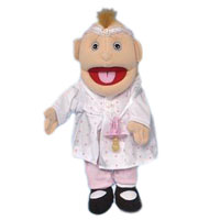 14" Baby Girl With Pacifier Glove Puppet