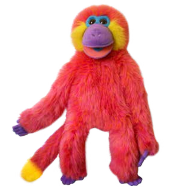 Full Body Colorful Monkey - Coral - Click Image to Close