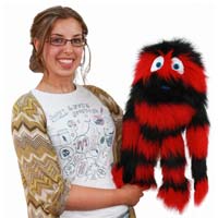 20" Red & Black Monster Puppet with Arm Rod
