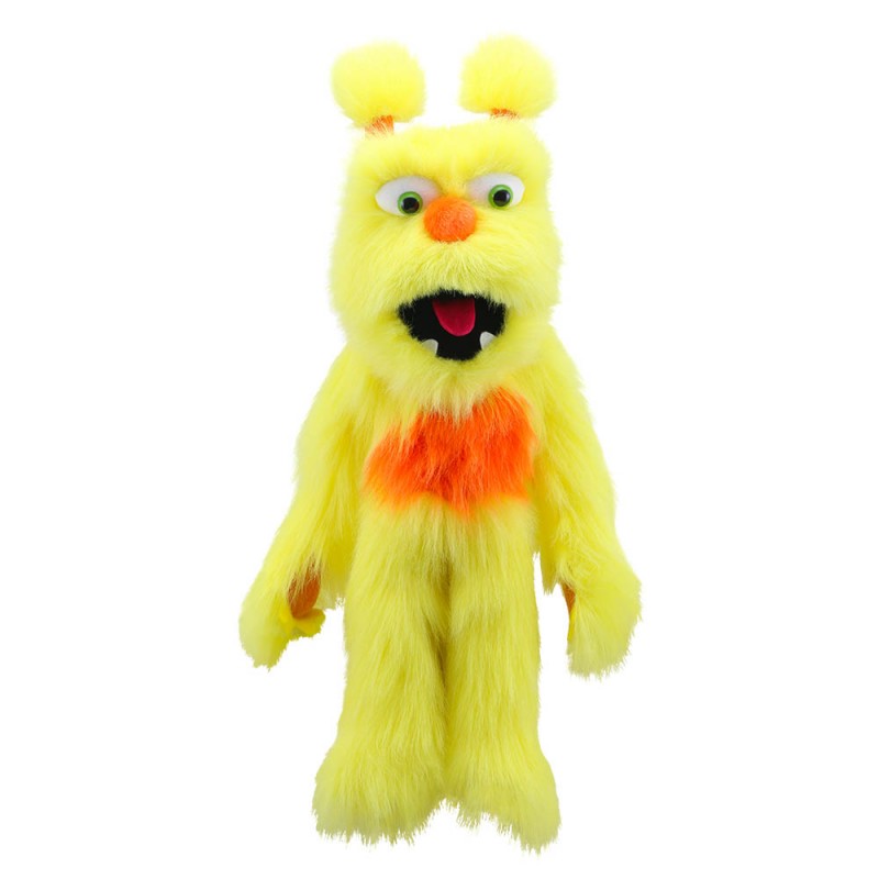 20" Yellow & Orange Monster Puppet with Arm Rod - Click Image to Close