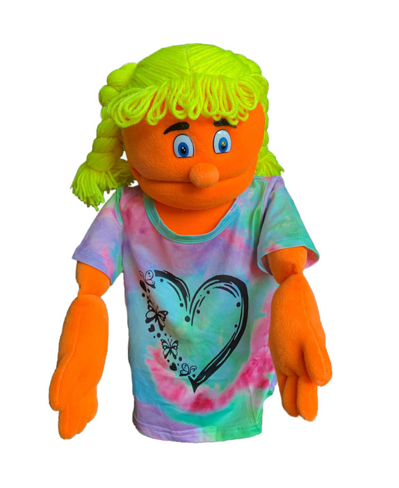 16" Half Body Stage Puppet Nancy - Blacklight Tie Dye T-Shirt