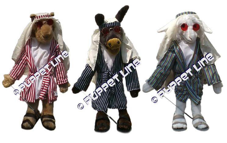 28" Camel, Lamb, Donkey Full Body Ventriloquist Puppet Set - Click Image to Close