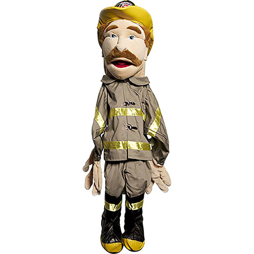 28" Sculpted Face Fireman Human Arm Puppet - Click Image to Close