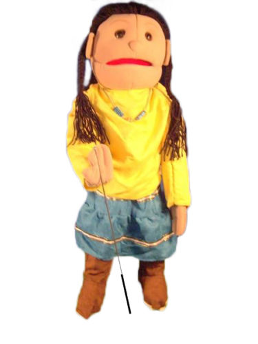 28" American Indian Girl (Yellow) Full Body Ventriloquist Puppet - Click Image to Close