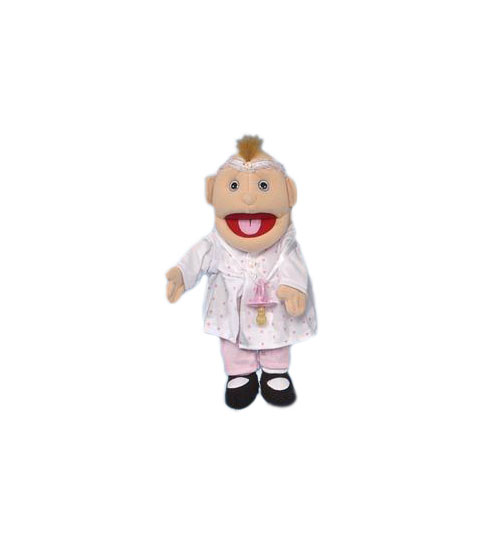 14" Baby Girl With Pacifier Glove Puppet - Click Image to Close