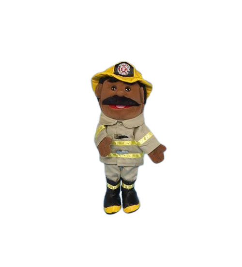 14" Fireman (Ethnic) Glove Puppet - Click Image to Close