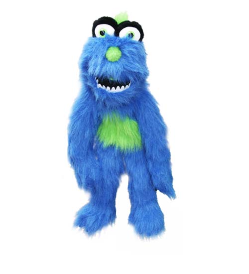 20" Blue Monster Puppet with Arm Rod - Click Image to Close