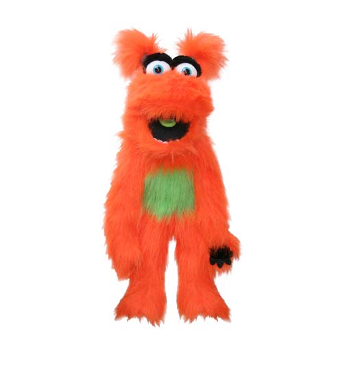 20" Orange Monster Puppet with Arm Rod - Click Image to Close