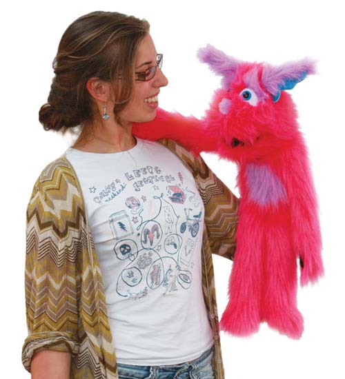 20" Pink Monster Puppet with Arm Rod - Click Image to Close
