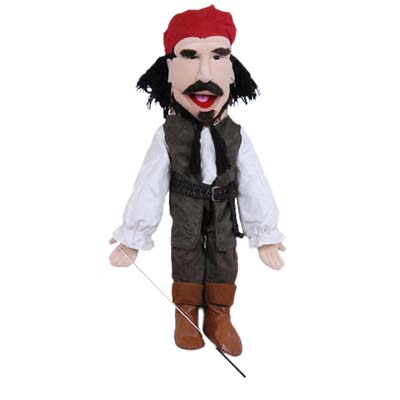 28" Pirate Carribean Full Body Puppet - Sculpted Face - Click Image to Close