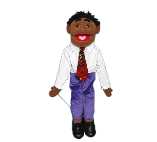 28" Aaron (African) Full Body Ventriloquist Puppet - Click Image to Close