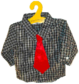 Plaid Collared Shirt with Red Tie for 16" Half Body Puppets