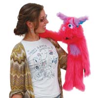 20" Pink Monster Puppet with Arm Rod