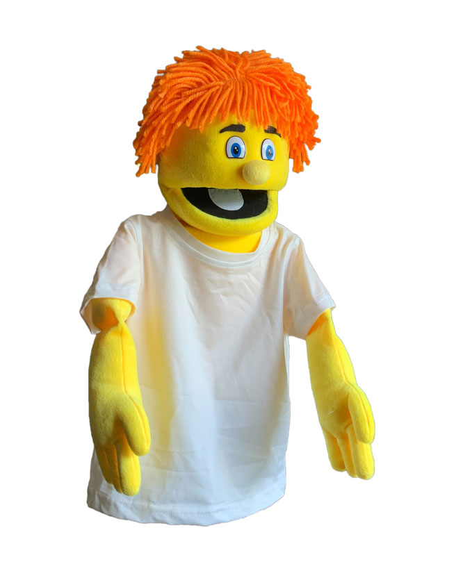 16" Half Body Stage Puppet Sam - Blacklight White T-Shirt