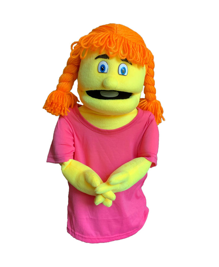 16" Half Body Stage Puppet Sandy - Blacklight Pink T-Shirt